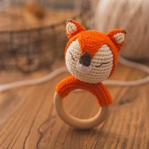 Crochet Fox Baby Rattle, Teething Ring, Montessori Toy, Baby Shower, New Baby